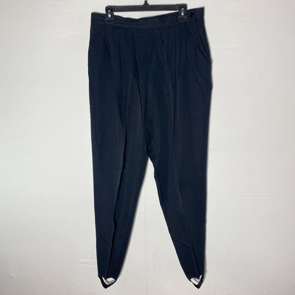 Vintage 90s Snazzie Black High Rise Pleated Front Stirrup Pants 12